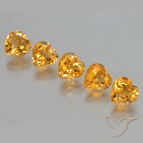 Pedras preciosas de Citrino Laranja escuro-dourado natural de 5.82 ct, Coração, VS