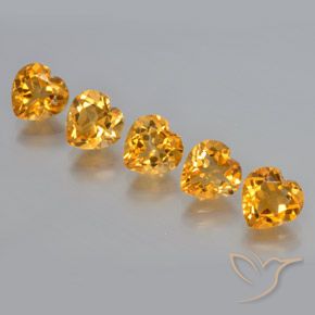 Pedras preciosas de Citrino Laranja Profundo-Ouro natural de 5.61 ct, Coração, VS