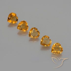 Pedras preciosas de Citrino Laranja escuro-dourado natural de 4.80 ct, Coração, VS