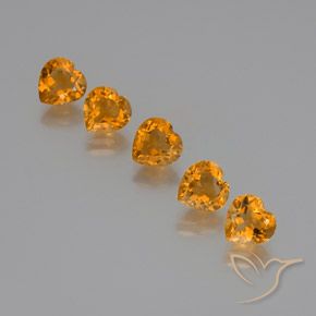 Pedras preciosas de Citrino Laranja Profundo-Ouro natural de 5.48 ct, Coração, VS