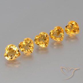 Pedras preciosas de Citrino Laranja Profundo-Ouro natural de 5.26 ct, Formato de coração, VS