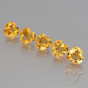 Pedras preciosas de Citrino Laranja Profundo-Ouro natural de 5.26 ct, Formato de coração, VS