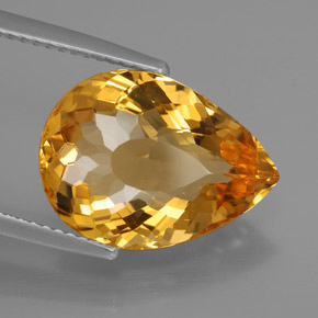 Citrino amarelo natural 6,57ct, formato de pêra, IF