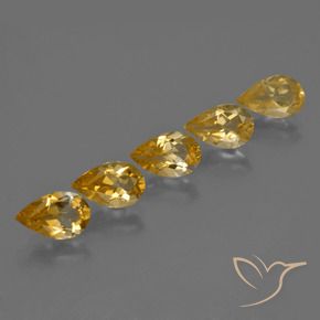Pedras preciosas de Citrino Dourado natural de 3.27 ct, Formato de pêra, VS