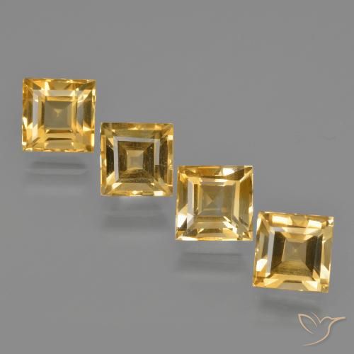 Pedras preciosas de Citrino Dourado Médio-escuro natural de 5.06 ct, Quadrado, VVS-VS