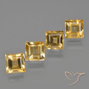 Pedras preciosas de Citrino Dourado Médio-escuro natural de 5.06 ct, Quadrado, VVS-VS
