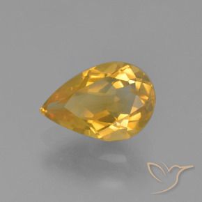 Citrino Laranja Dourado Profundo Natural 1.17ct, Formato de pêra, VS