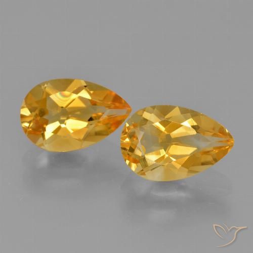 2.30ctw Natural Laranja-dourado médio-claro Citrino, Formato de pêra, VVS