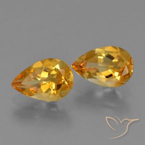 Pedras preciosas de Citrino Laranja Profundo-Ouro natural de 2.11 ct, Formato de pêra, VVS-VS