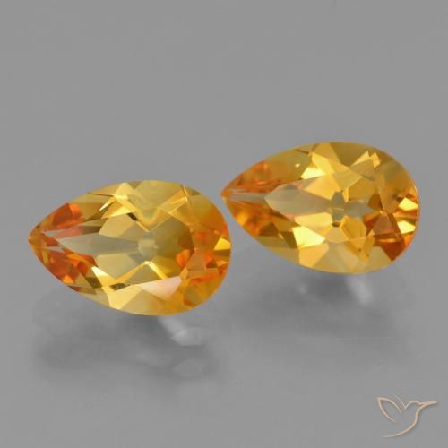 Pedras preciosas de Citrino Laranja escuro-dourado natural de 2.38 ct, Formato de pêra, VVS-VS