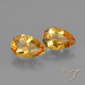Pedras preciosas de Citrino Laranja-dourado médio-claro natural de 2.23 ct, Formato de pêra, VVS