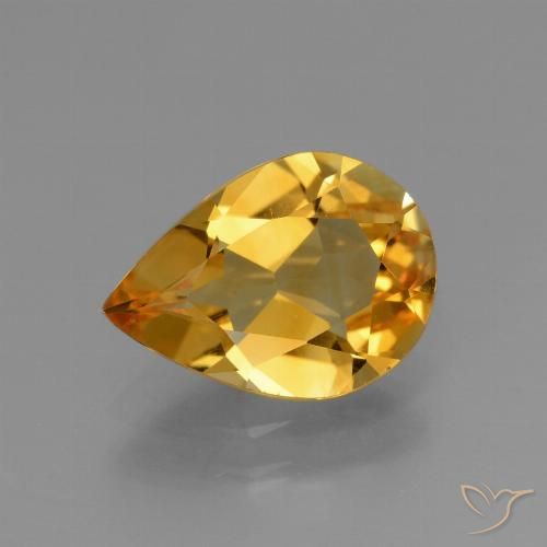 2.10ct Natural Laranja Dourado Profundo Citrino, Formato de pêra, VVS-VS