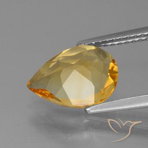 Citrino Laranja Dourado Profundo Natural 2.10ct, Formato de pêra, VVS-VS