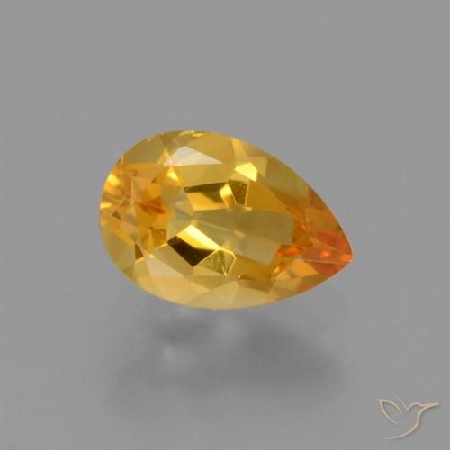 1.17ct Natural Laranja escuro-dourado Citrino, Formato de pêra, VS