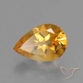 Citrino Laranja Profundo-Ouro Natural 1.09ct, Formato de pêra, VVS-VS
