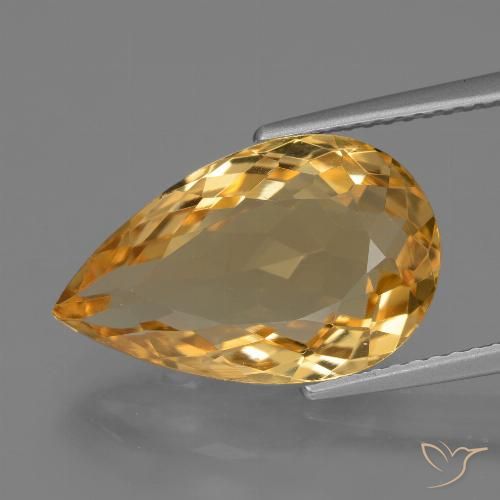 6.71ct Natural Laranja Profundo-Ouro Citrino, Formato de pêra, VVS