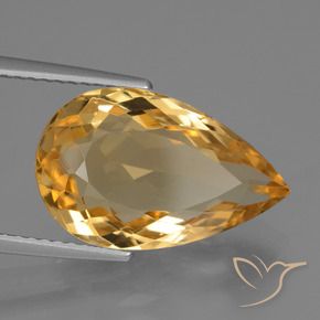 Citrino Laranja Profundo-Ouro Natural 6.71ct, Formato de pêra, VVS