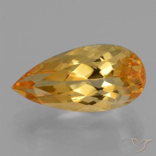 5.54ct Natural Dourado Escuro Citrino, Formato de pêra, VVS