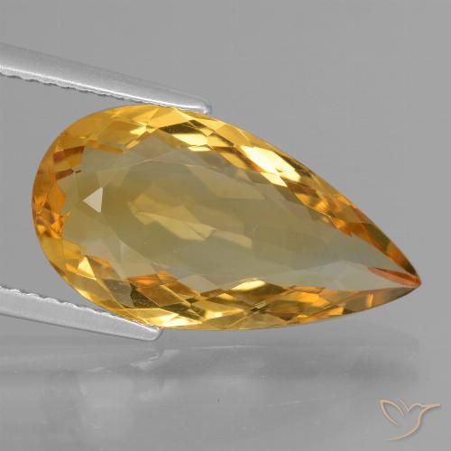 5.78ct Natural Laranja Dourado Profundo Citrino, Formato de pêra, VVS