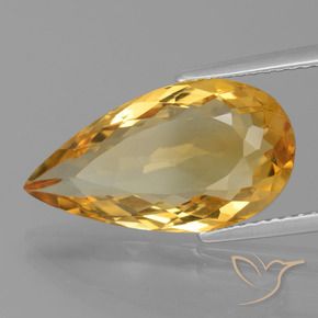 Citrino Laranja Dourado Profundo Natural 5.78ct, Formato de pêra, VVS