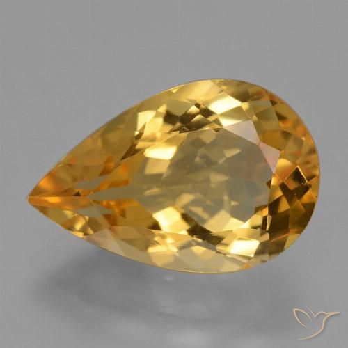 4.62ct Natural Laranja Dourado Profundo Citrino, Formato de pêra, VVS