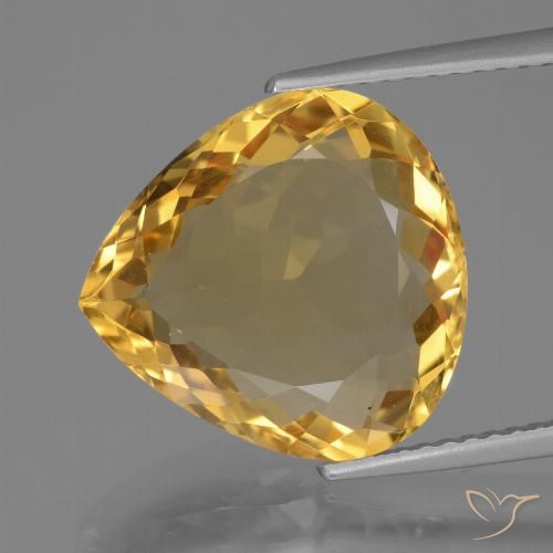 7.15ct Natural Dourado Médio-escuro Citrino, Formato de pêra, VVS