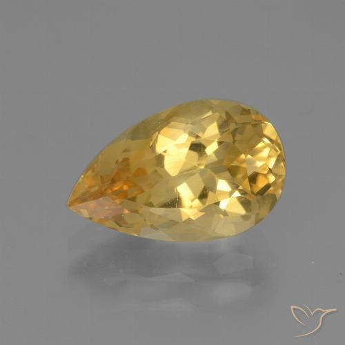 3.12ct Natural Dourado Médio-escuro Citrino, Formato de pêra, VVS