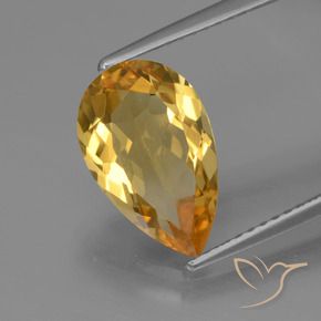 Citrino Laranja Dourado Profundo Natural 2.80ct, Formato de pêra, VVS