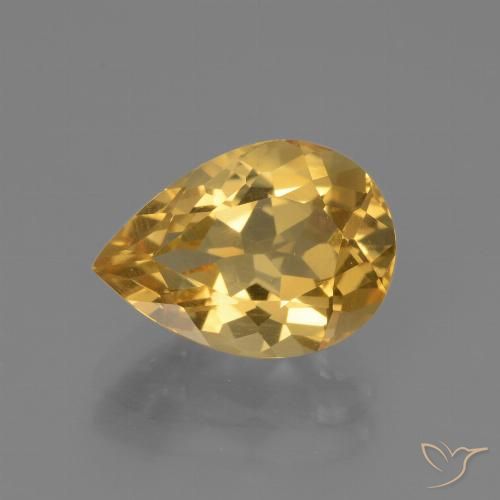 3.22ct Natural Dourado Médio-escuro Citrino, Formato de pêra, VVS
