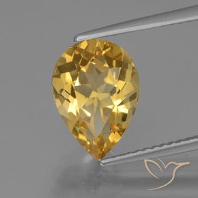 Citrino Dourado Médio-escuro Natural 3.22ct, Formato de pêra, VVS