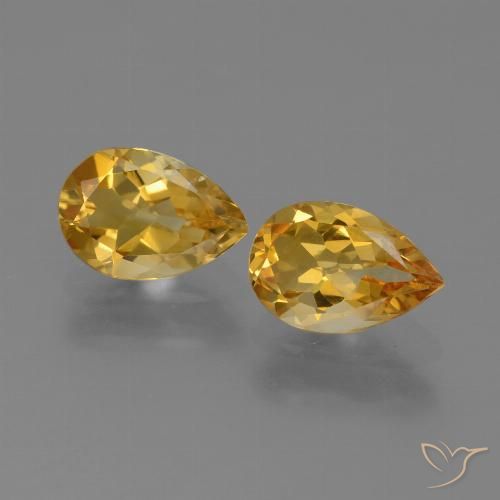 2.08ctw Natural Laranja Dourado Profundo Citrino, Formato de pêra, VVS-VS
