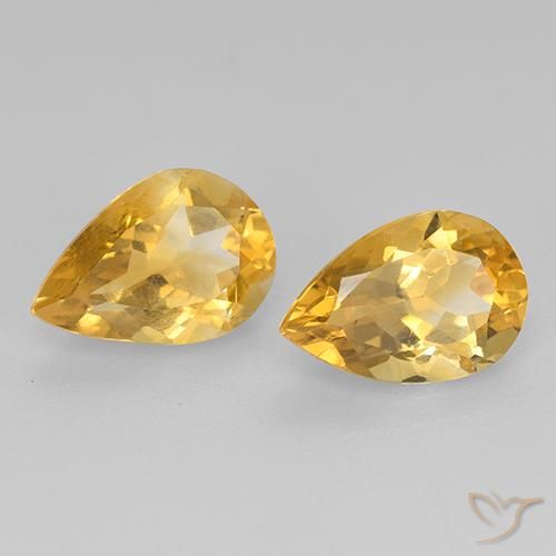 Pedras preciosas de Citrino Dourado natural de 2.34 ct, Formato de pêra, VVS-VS