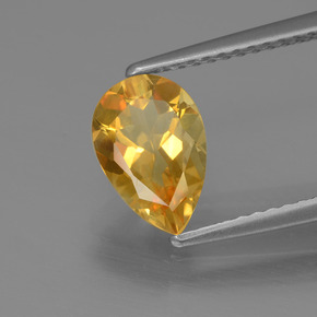 Citrino amarelo natural 1,06ct, formato de pêra, VVS