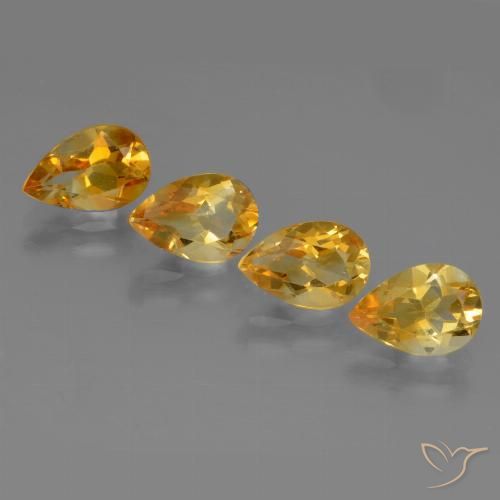 Pedras preciosas de Citrino Dourado Escuro natural de 4.42 ct, Formato de pêra, VVS