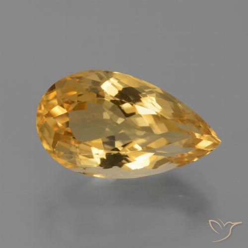 Citrino Dourado Médio-escuro Natural 6.96ct, Formato de pêra, VVS