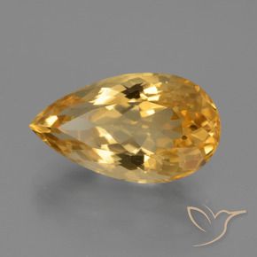 Citrino Dourado Médio-escuro Natural 6.96ct, Formato de pêra, VVS