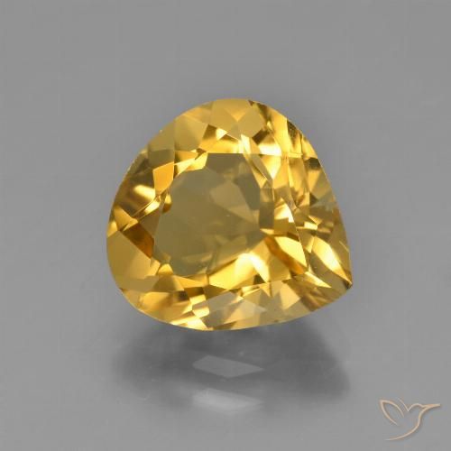 3.34ct Natural ouro profundo Citrino, Formato de pêra, VS
