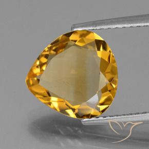 Citrino Dourado Médio-escuro Natural 2.95ct, Formato de pêra, VVS