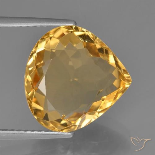 6.37ct Natural Laranja Dourado Profundo Citrino, Formato de pêra, VVS