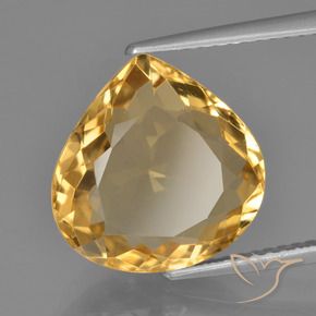 Citrino Laranja Dourado Profundo Natural 6.37ct, Formato de pêra, VVS