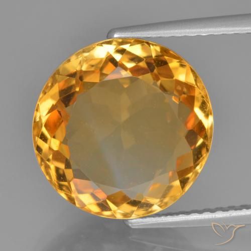 6.68ct Natural Laranja Profundo-Ouro Citrino, Redondo, VVS