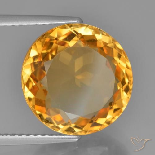 Citrino Laranja Profundo-Ouro Natural 6.68ct, Redondo, VVS
