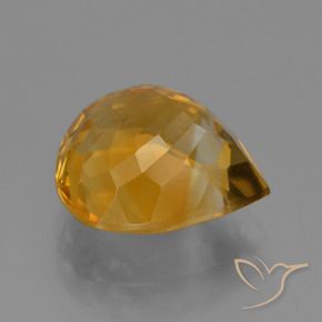 Citrino Dourado Médio-escuro Natural 4.78ct, Formato de pêra, VVS-VS