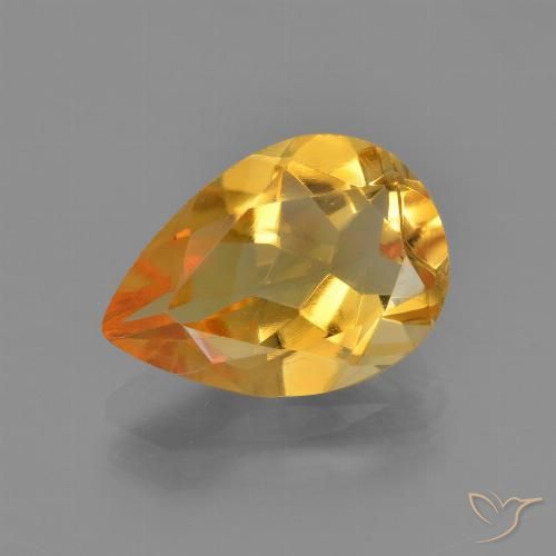 3.06ct Natural Laranja-dourado médio-claro Citrino, Formato de pêra, VVS-VS