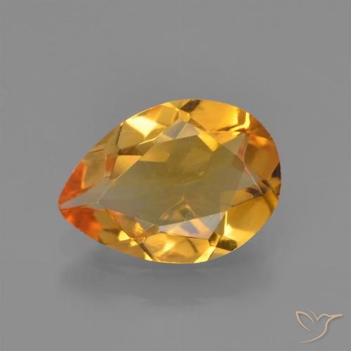 1.23ct Natural Laranja escuro-dourado Citrino, Formato de pêra, VVS-VS, Photo A