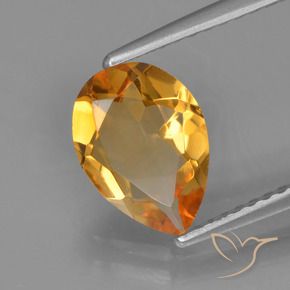 Citrino Laranja escuro-dourado Natural 1.23ct, Formato de pêra, VVS-VS