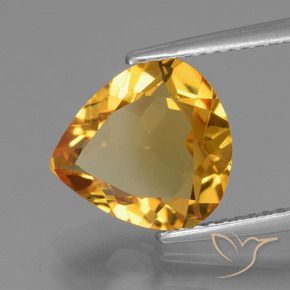 Citrino Dourado Escuro Natural 3.13ct, Formato de pêra, VVS-VS