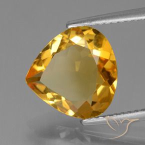 Citrino Laranja Profundo-Ouro Natural 3.14ct, Formato de pêra, VVS-VS