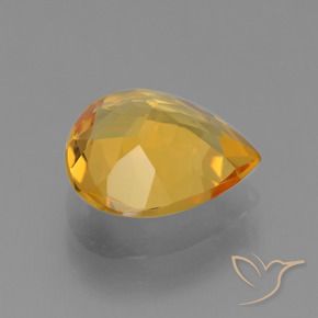 Citrino Laranja Profundo-Ouro Natural 3.14ct, Formato de pêra, VVS-VS