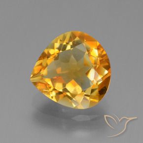 Citrino Laranja Profundo-Ouro Natural 2.84ct, Formato de pêra, VVS-VS